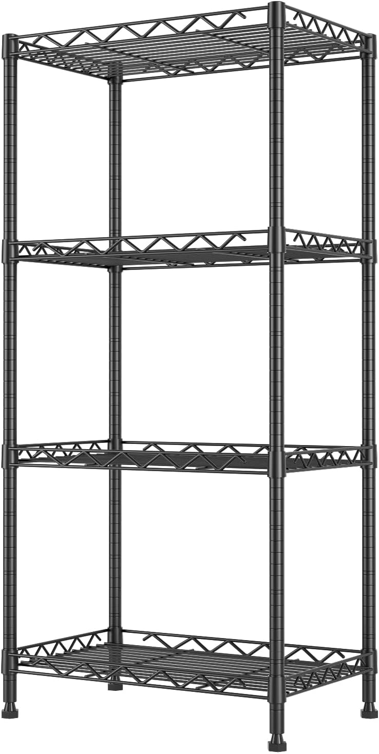 4-Tier Wire Shelf Metal Rack, Narrow Wire Shelving Unit, Small Wire Shelf