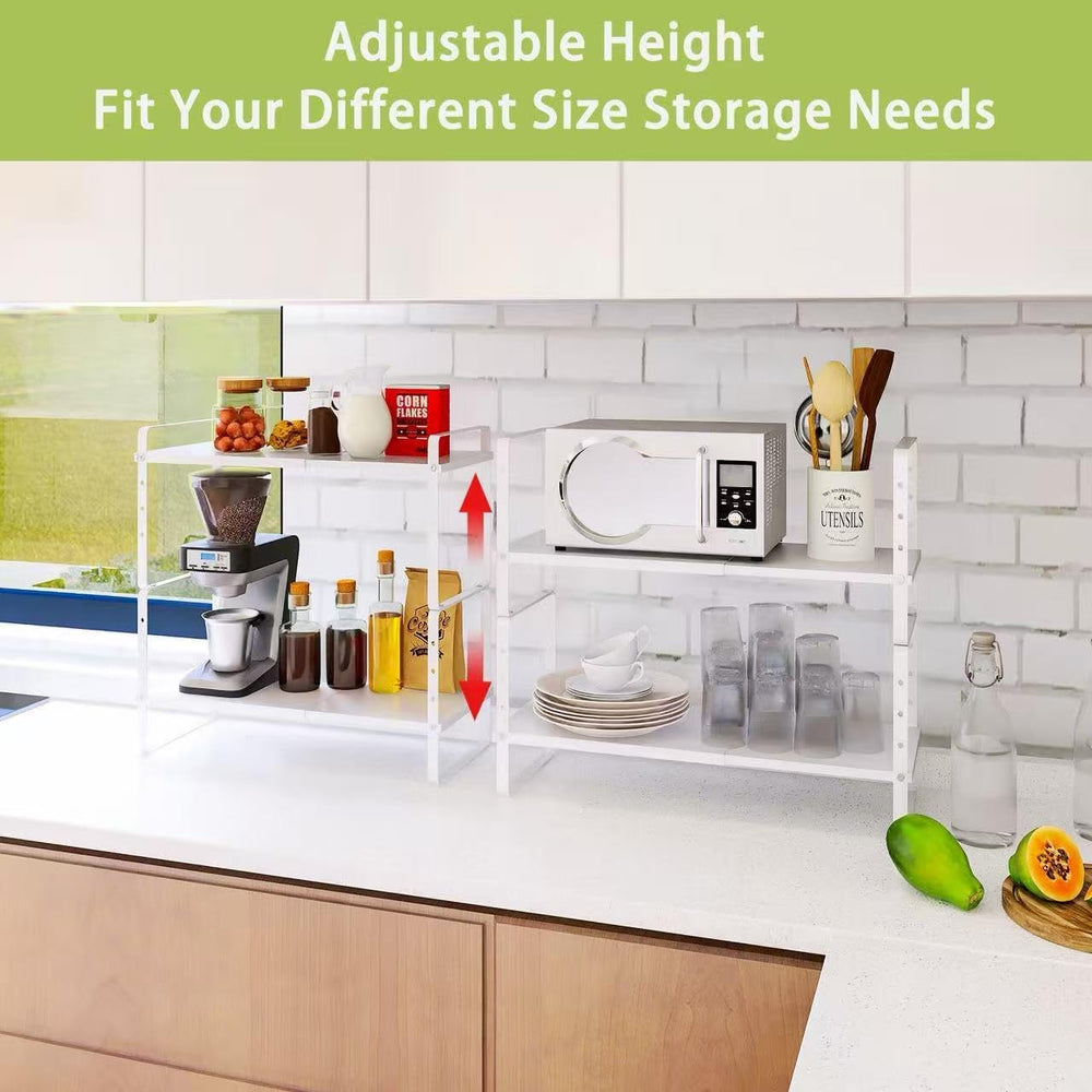 Expandable Cabinet Shelf Organizer Rack, Stackable Kitchen Counter Storage Sh...