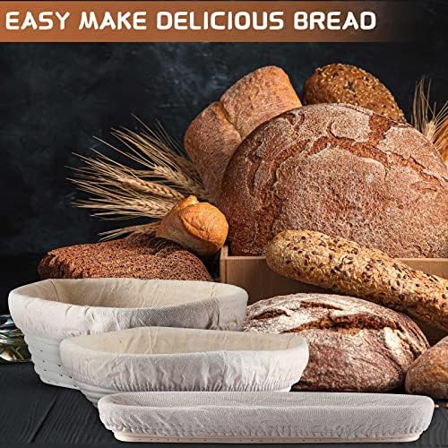 Gerrii 3 Packs Bread Banneton Proofing Basket 9" Round and 10" Oval...