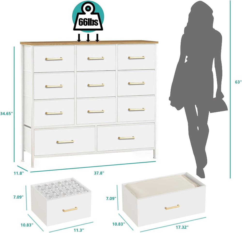 VASICAR Dresser for Bedroom with 11 Storage Drawers, Tall Chests of Drawers