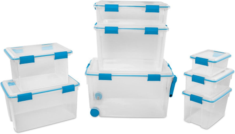 Sterilite Gasket Storage Box with Lids for Home & Office, 20 Quart, 6-Pack.
