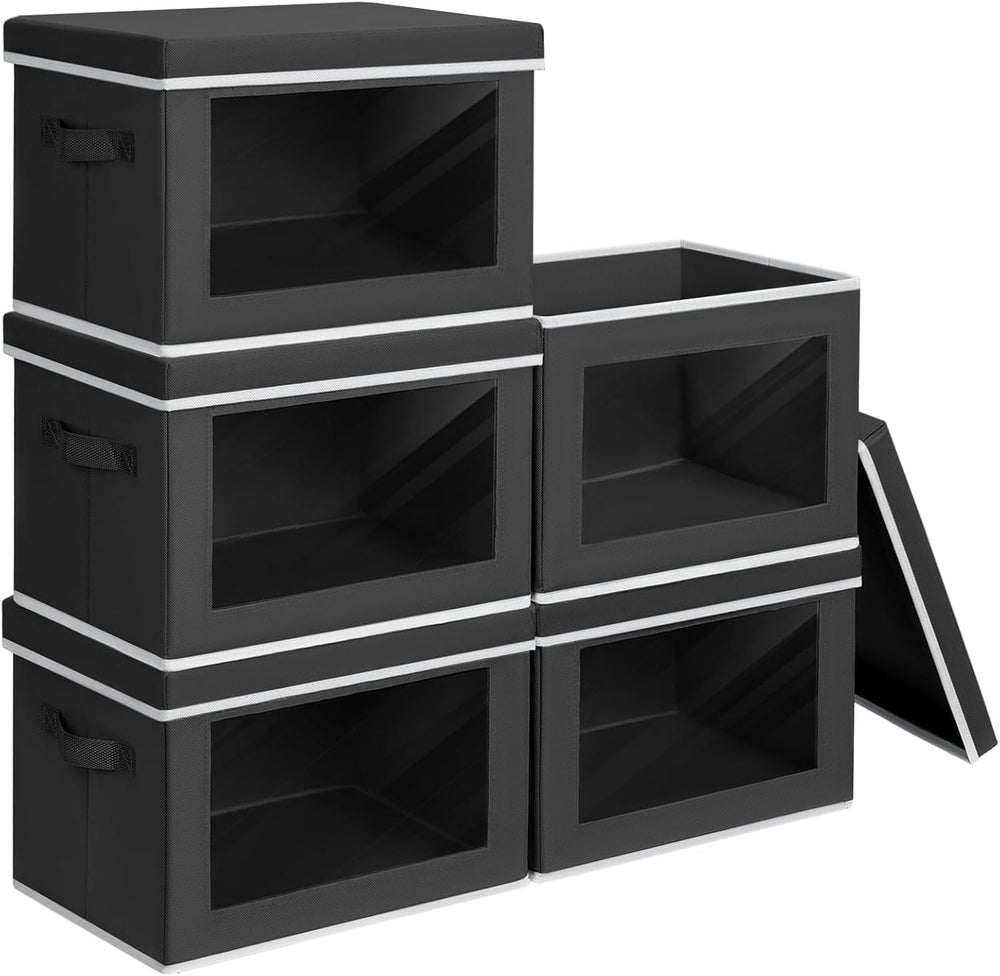 Homsorout Stackable Storage Bins with Lids - Large Decorative Basket with Lid...