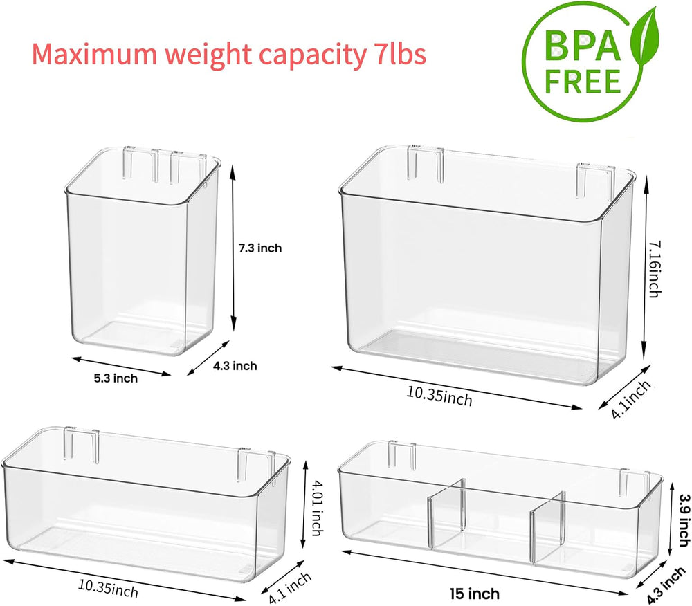 4 Pack Plastic Over Cabinet Door Organizer, Adhesive Mount Storage Organizer ...
