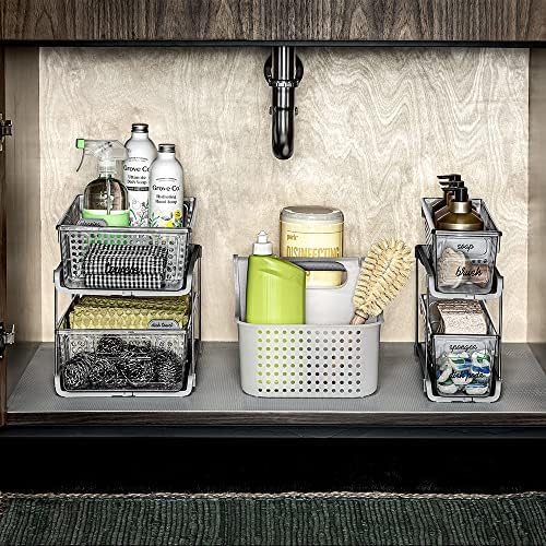 Madesmart Mini 2-Tier Plastic Multipurpose Organizer with Divided Slide-Out S...