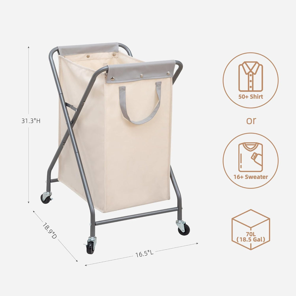STORAGE MANIAC Collapsible Laundry Hamper with Wheels, Rolling Laundry Basket...