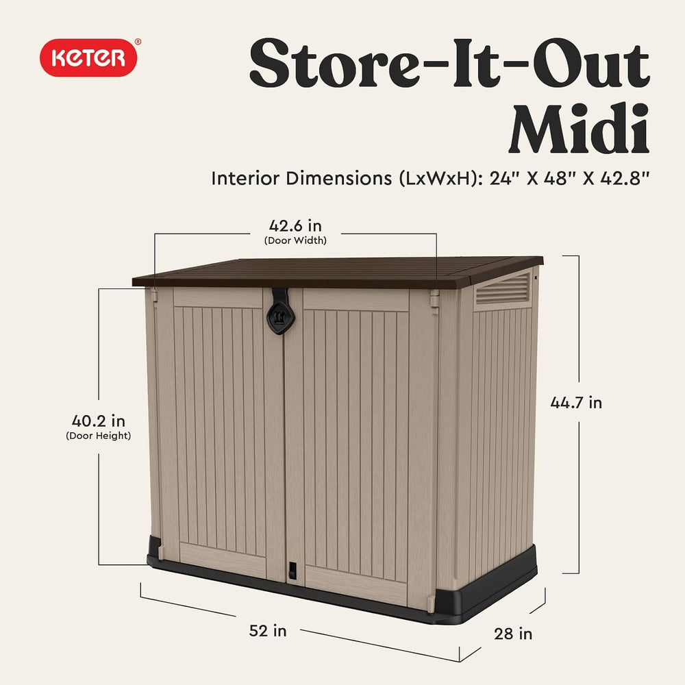 Keter Store-It-Out MIDI Outdoor Resin Storage Shed – Weather-Resistant Horizo...