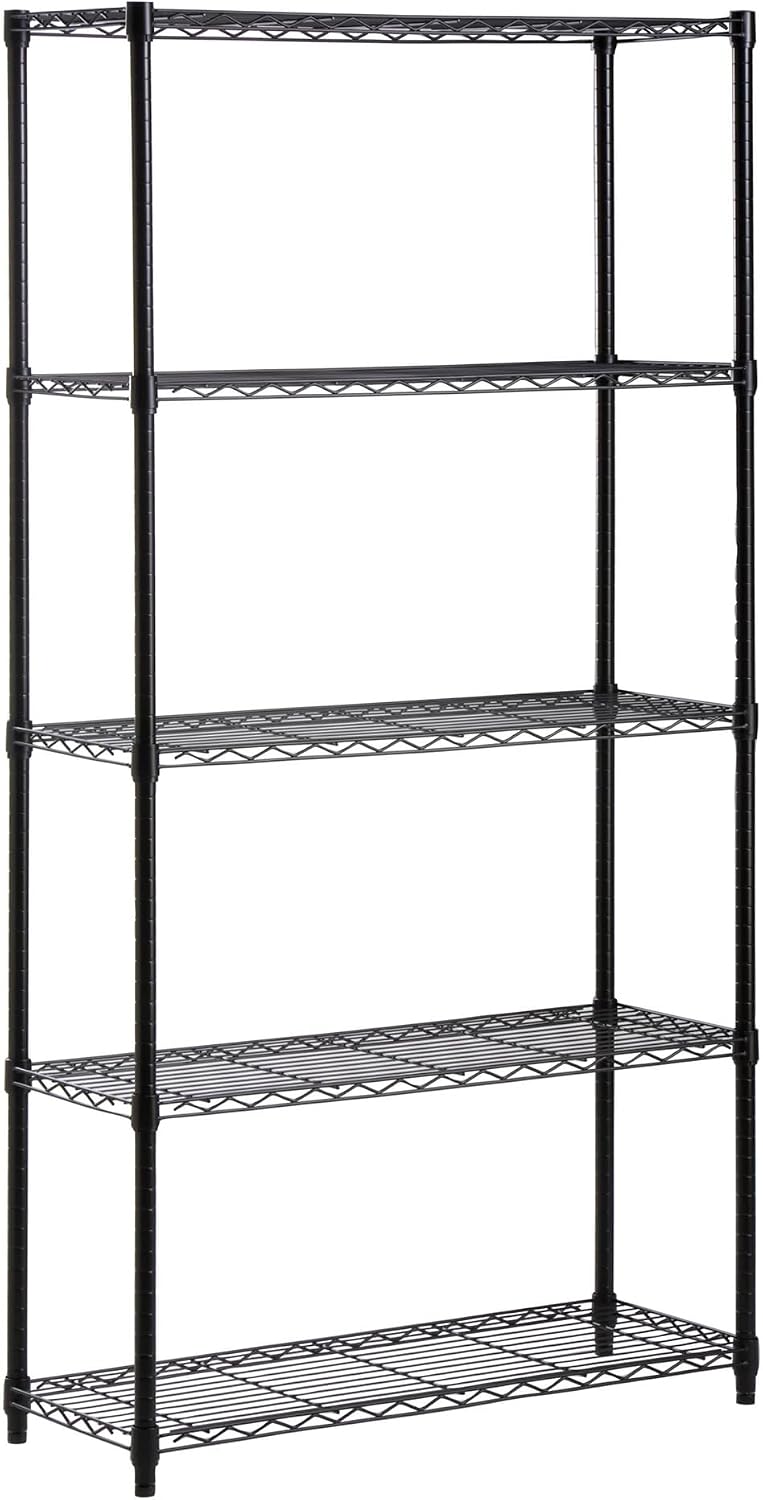 Honey-Can-Do 5-Tier Black Wire Shelf, NSF, 200 lb/Shelf, 36x14x72 in