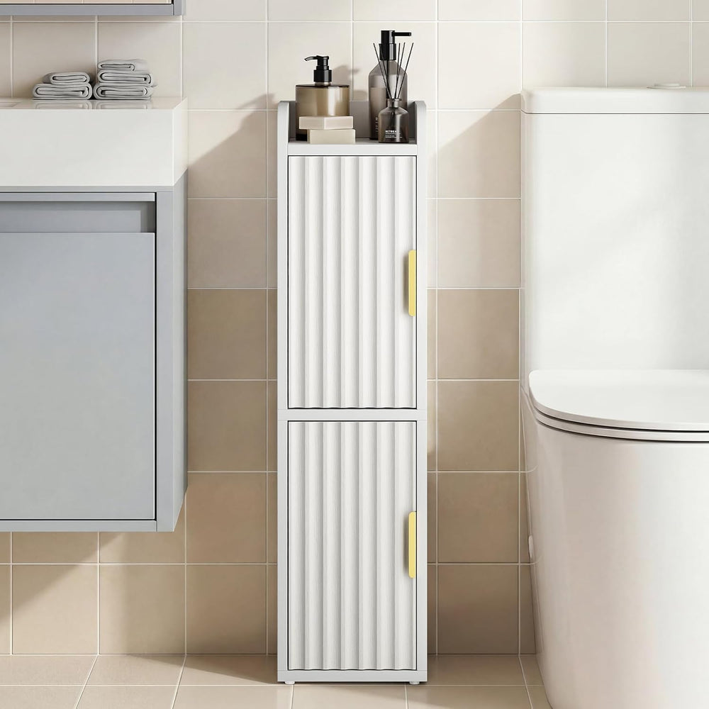 Yoobure Fluted Small Bathroom Storage Cabinet, Narrow Toilet Paper Cabinets