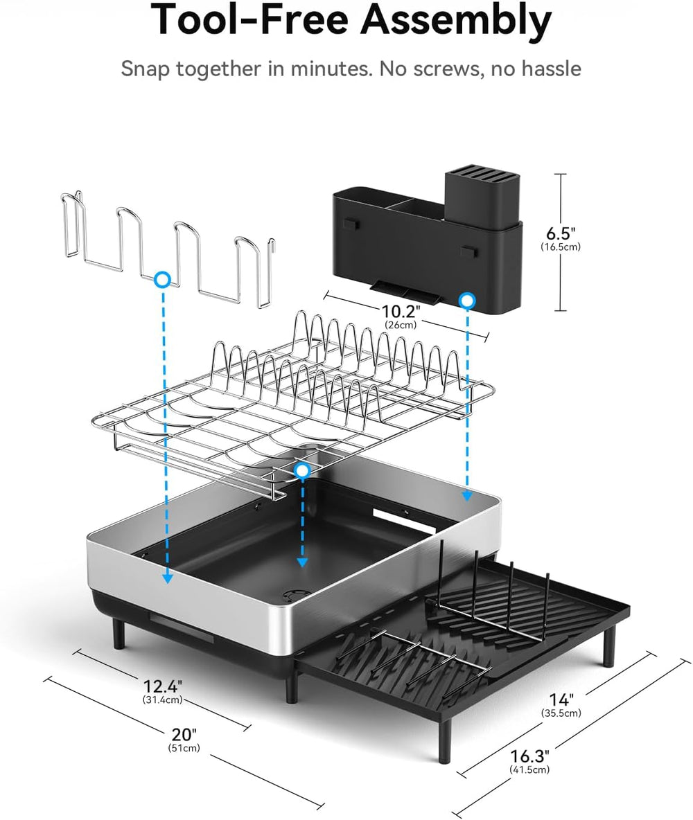 Large Dish Drying Rack, Expandable Dish Rack for Kitchen Counter, 304 Stainle...