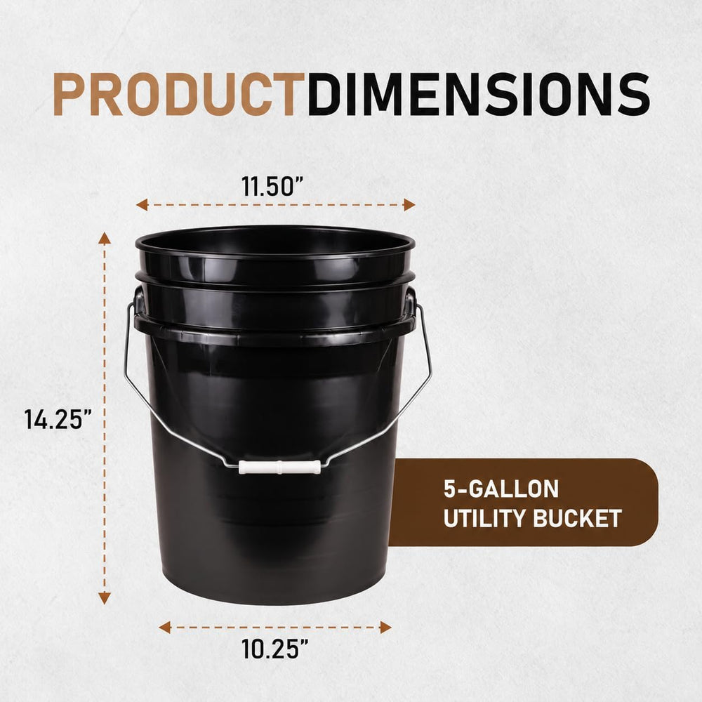 ATERET 5 Gallon Black Bucket & Lid - Durable 90 Mil All Purpose Pail - Fo...