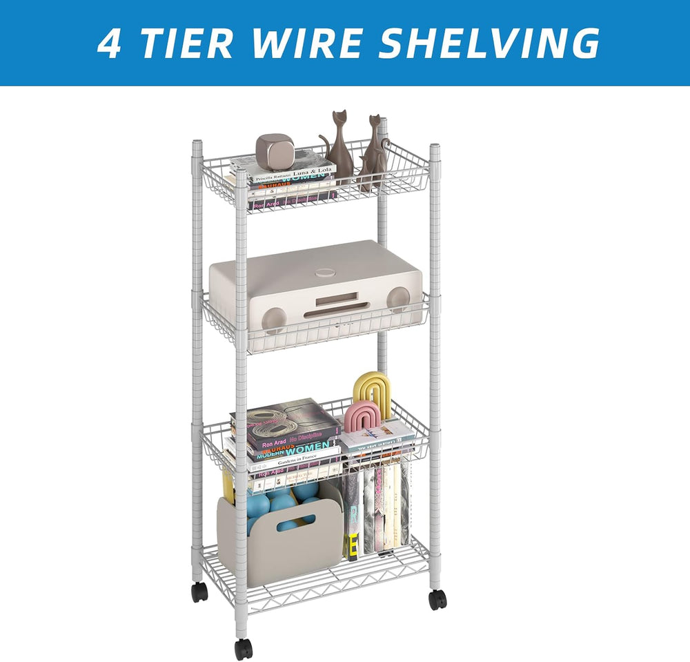 Guan River 4 Tier Wire Basket Shelf,Silver,23.23" L x 13.11" W x 49...