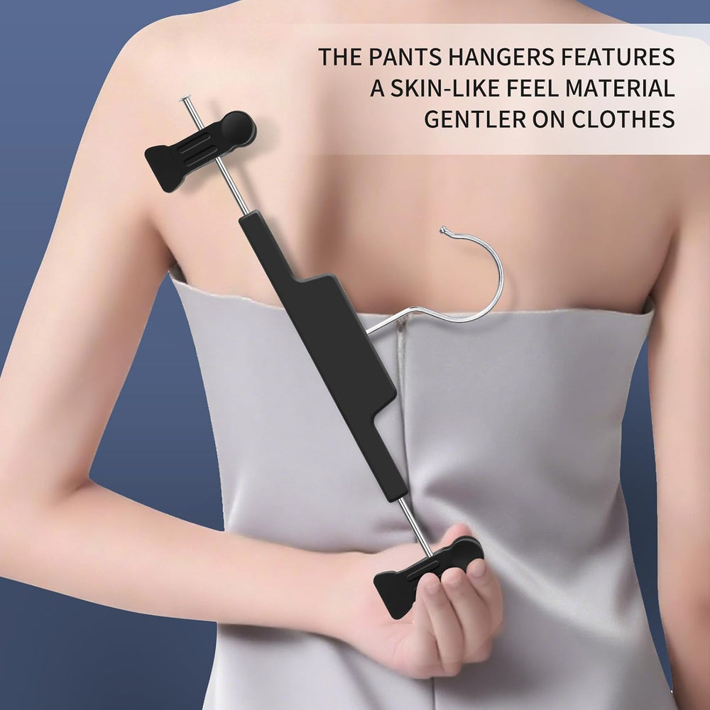 HUADYMEET 20 Pack Heavy DutyPants Skirt Hangers with Clips,Black,12 Inch