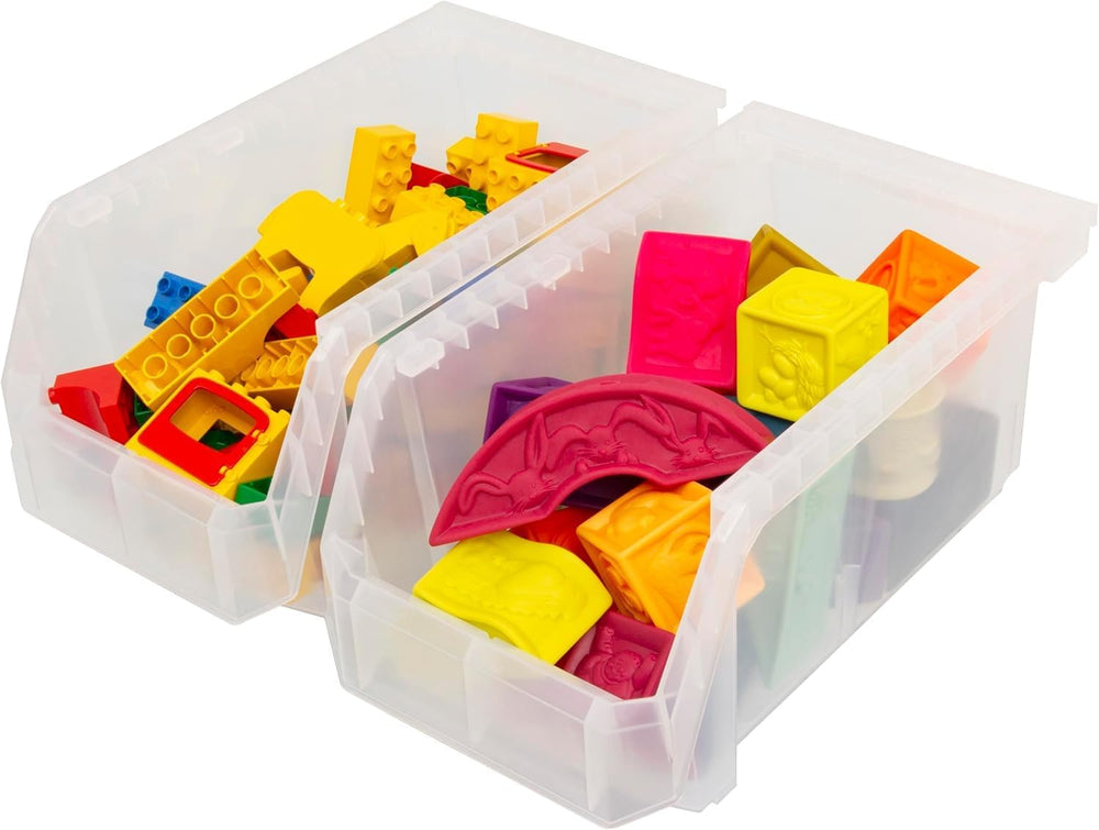 ReadySpace Large Stackable Plastic Storage Bins, 6-Pack, Clear