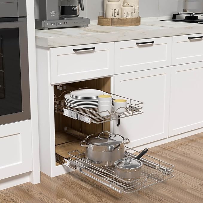 OCG 2 Tier Pull Out Cabinet Organizer, Pull Out Drawers