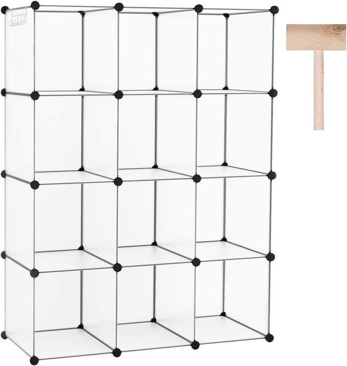 C&AHOME Cube Storage Organizer, 12-Cube Shelf Units, Closet Cabinet White