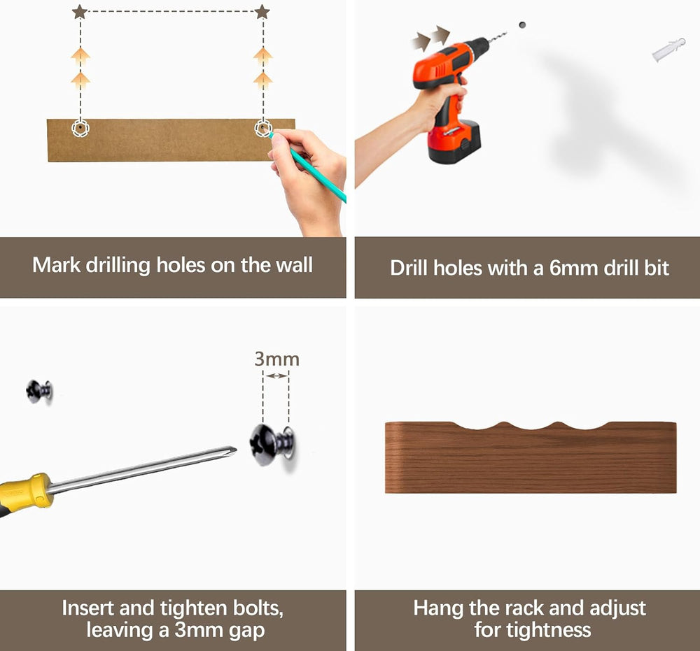 Coat Rack Wall Mount with Hidden Hooks, Wall Hooks with Shelf, Wall Key Holde...
