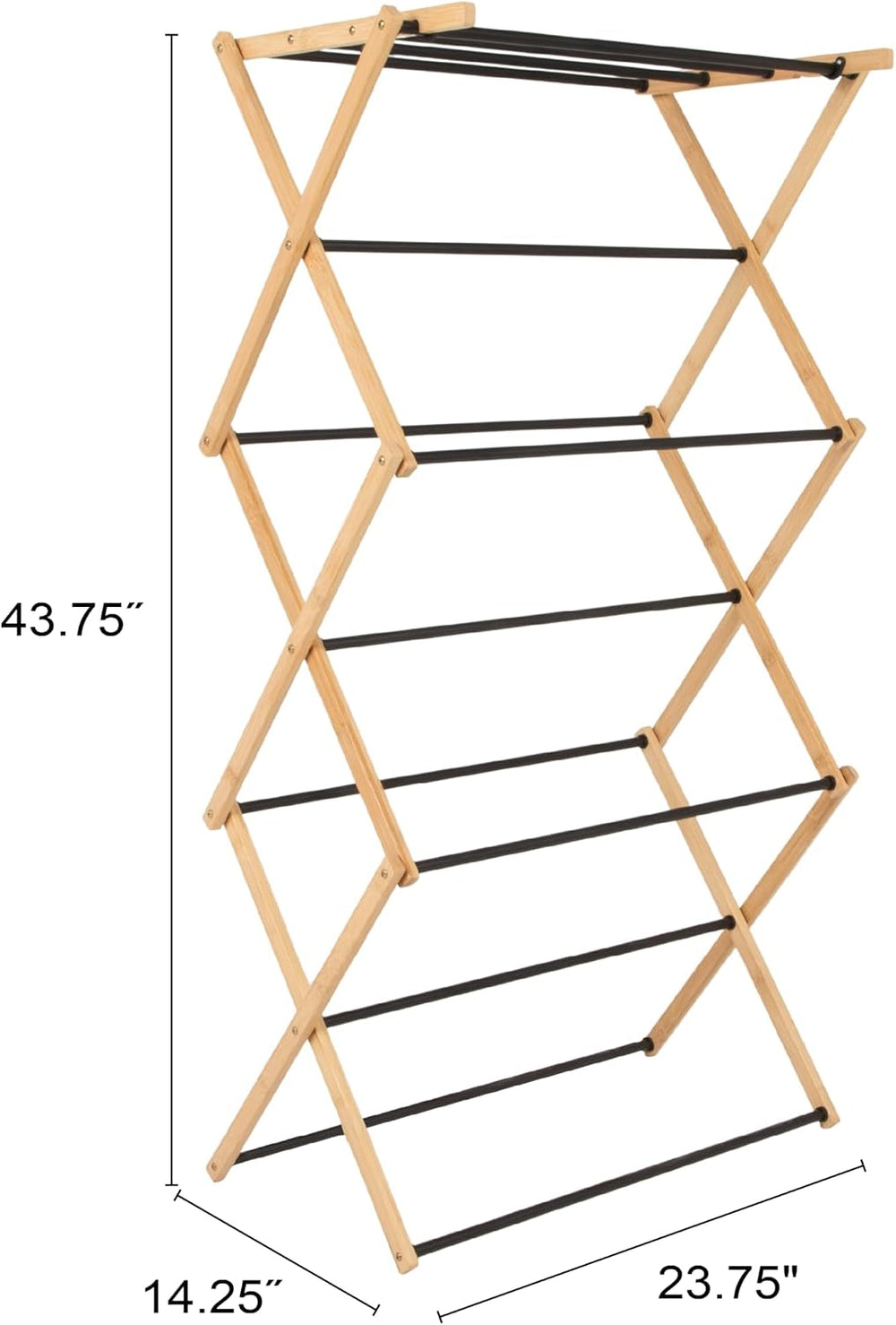 Household Essentials Bamboo Folding Clothes Drying Rack, Compact Upscale Laun...
