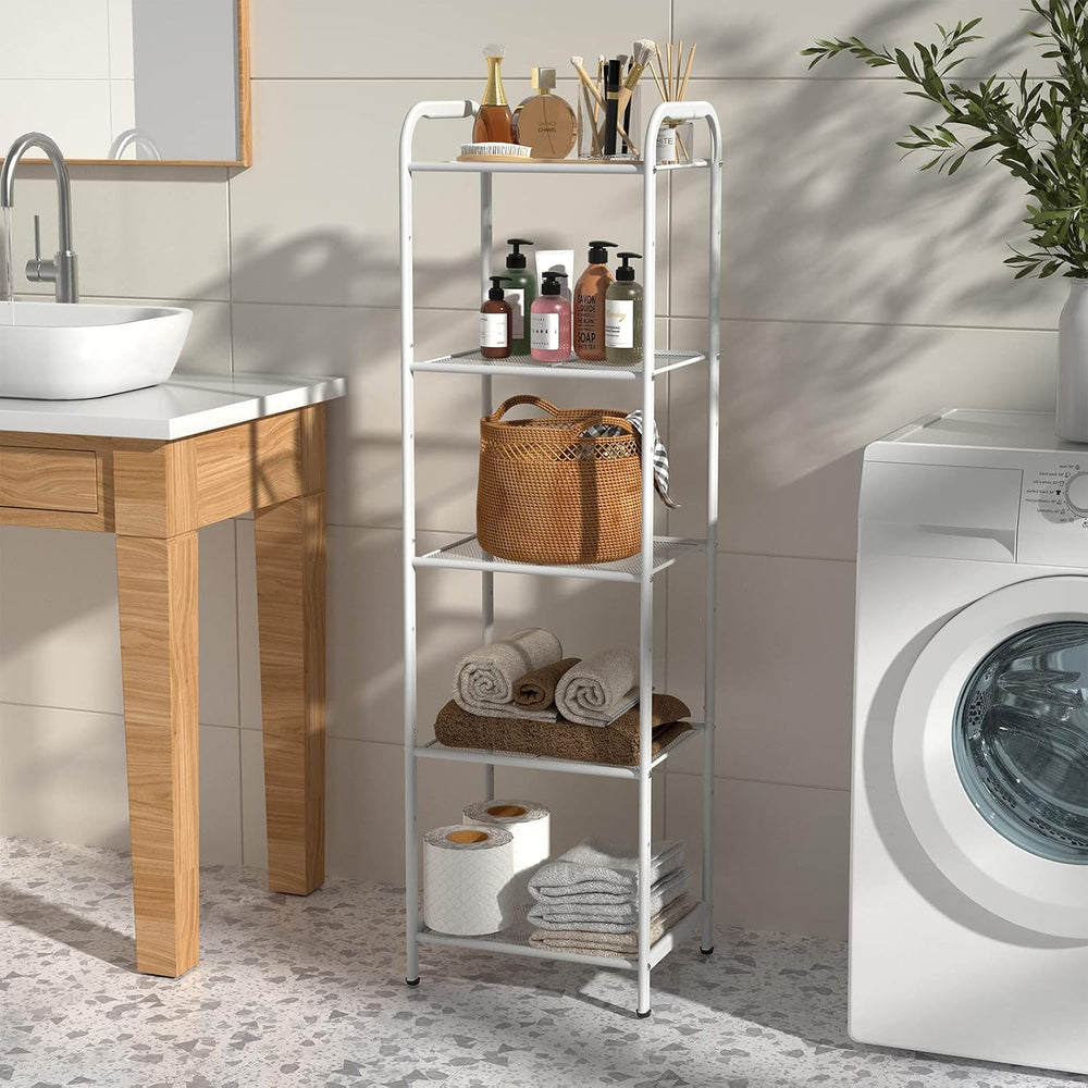 5 Tier Standing Shelf Units for Kitchen Storage Rack, White