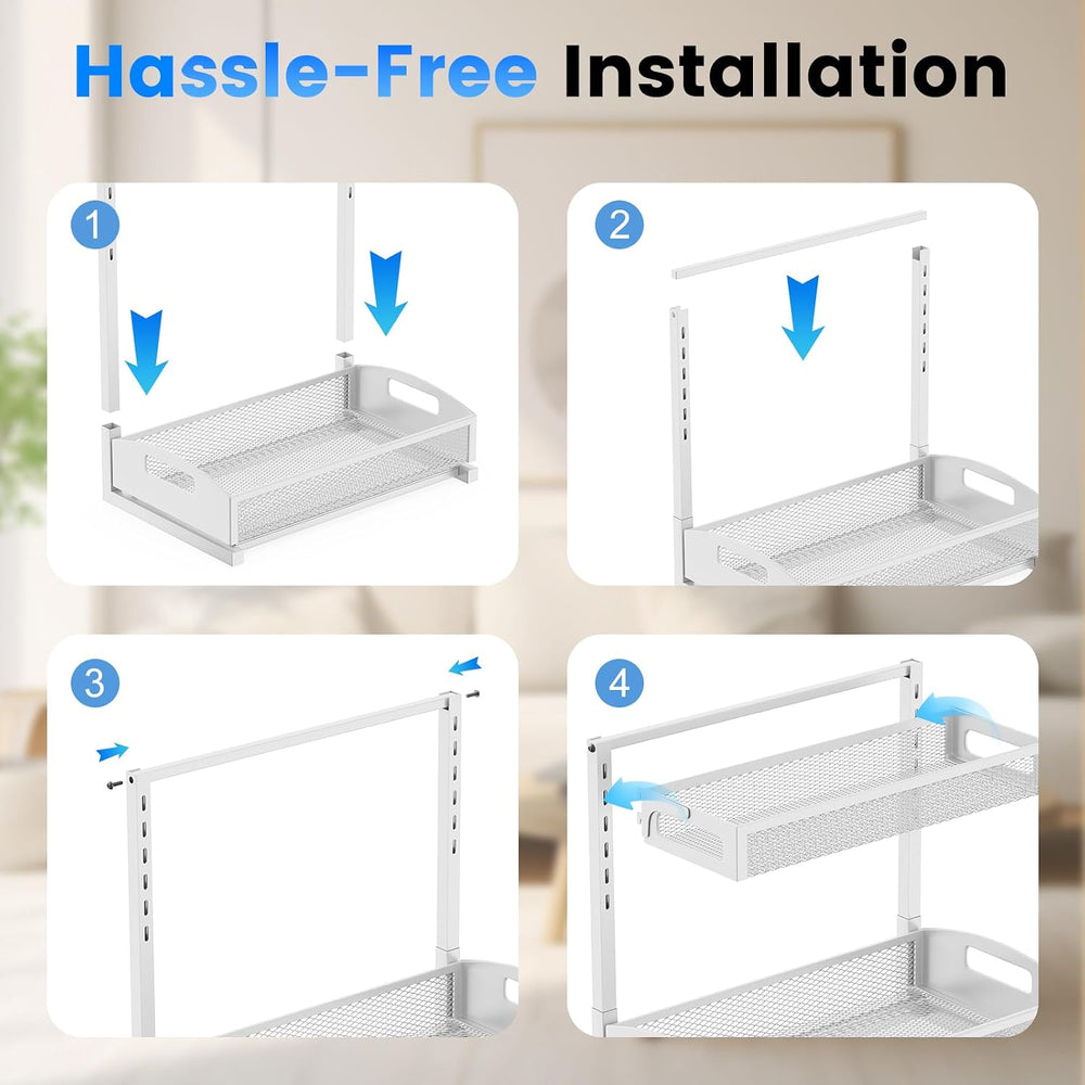Petiza Metal Under Sink Organizer, Pull Out Cabinet Organizer Rack with Silk-...