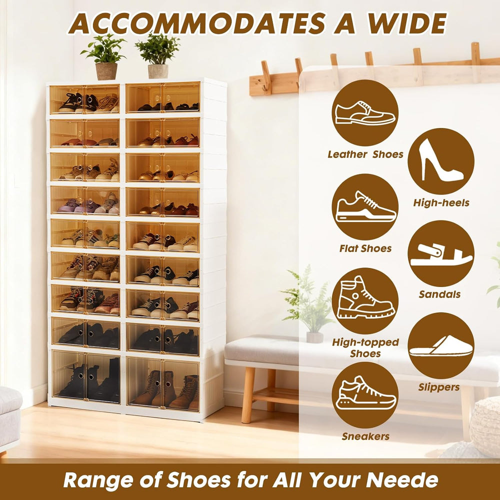 SAYMA 9 Tiers-36 Pairs Folding Shoe Rack Organizer Cabinet with Doors