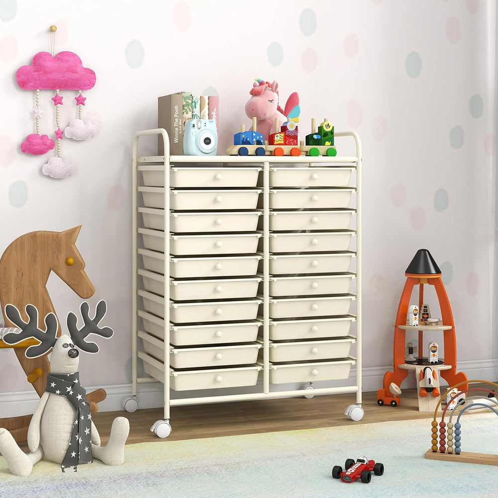 GOFLAME 20-Drawer Rolling Storage Cart, Multifunctional Art Craft Organizer, ...