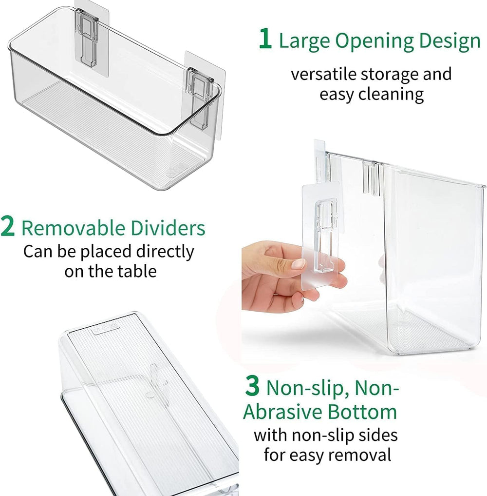 4 Pack Plastic Over Cabinet Door Organizer, Adhesive Mount Storage Organizer ...