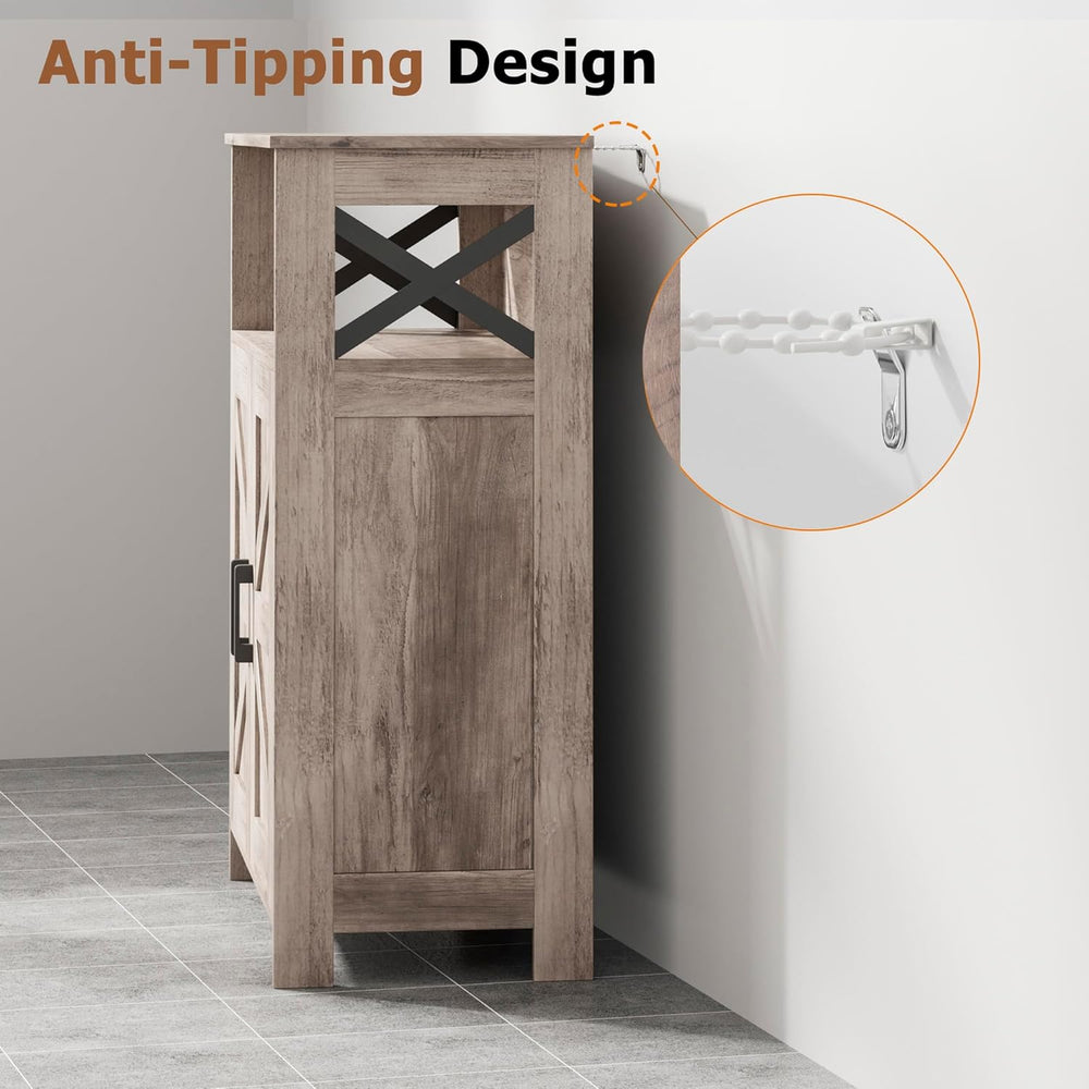 Homhedy Farmhouse Bathroom Storage Cabinet with Doors, Small Floor Cabinet