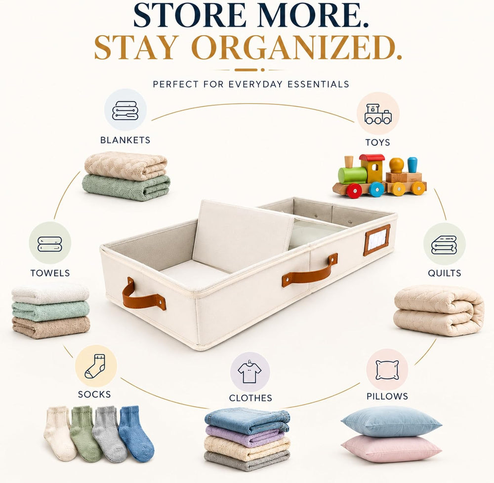 HOMELUX THEORY Under Bed Storage, Medium 2pc with Lid, Ivory