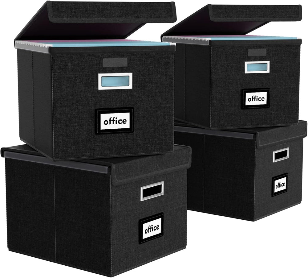 File Organizer Box with Lids, Collapsible File Folder Organizer