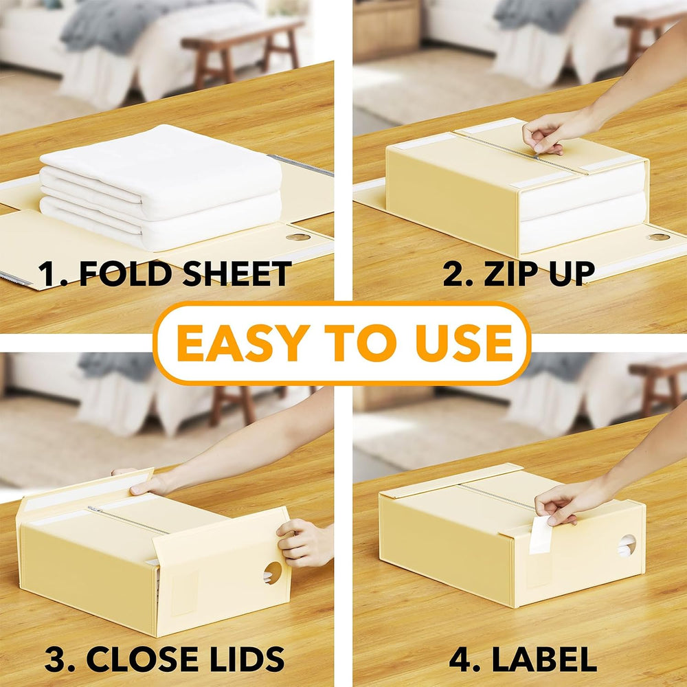SpaceAid 12 Pack Bed Sheet Organizers and Storage, Foldable Organizer for Lin...