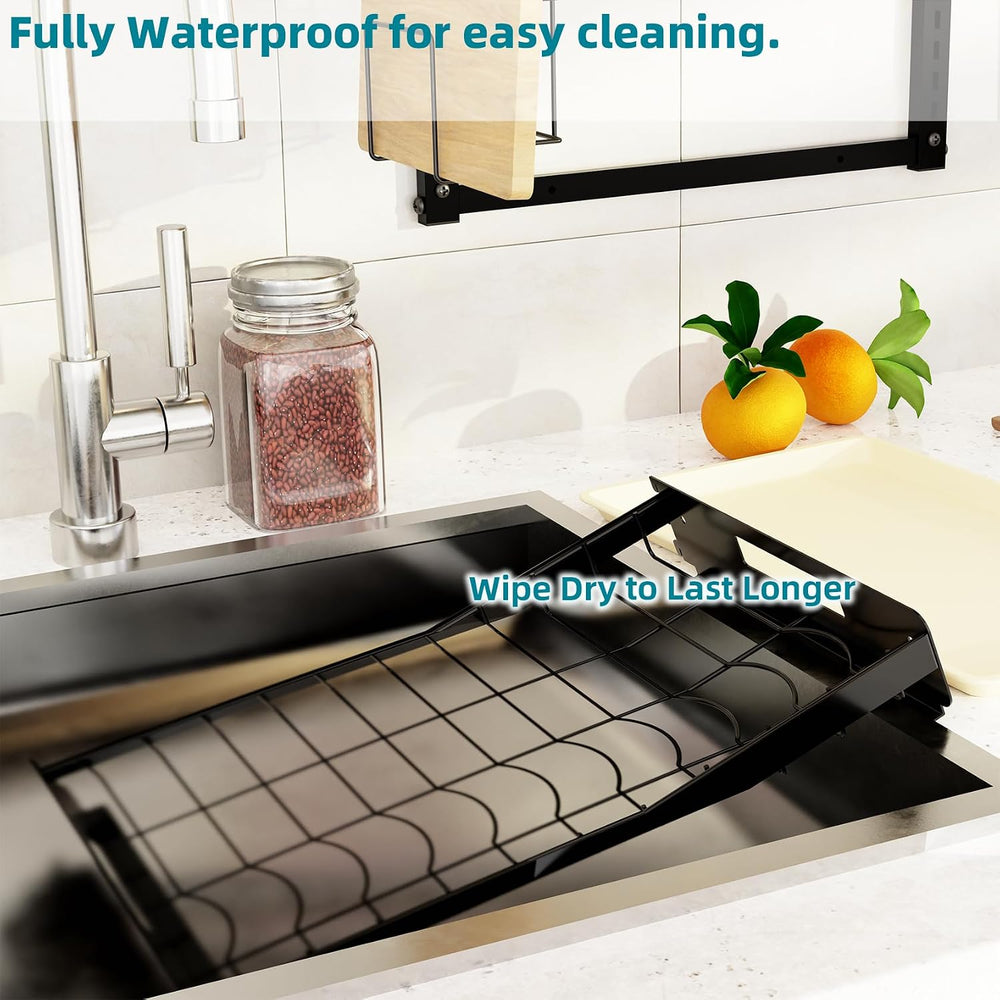 Hanging Wall Mounted Dish Drying Rack, Cutting Board Rack*1, Hook*4, Drain Tr...
