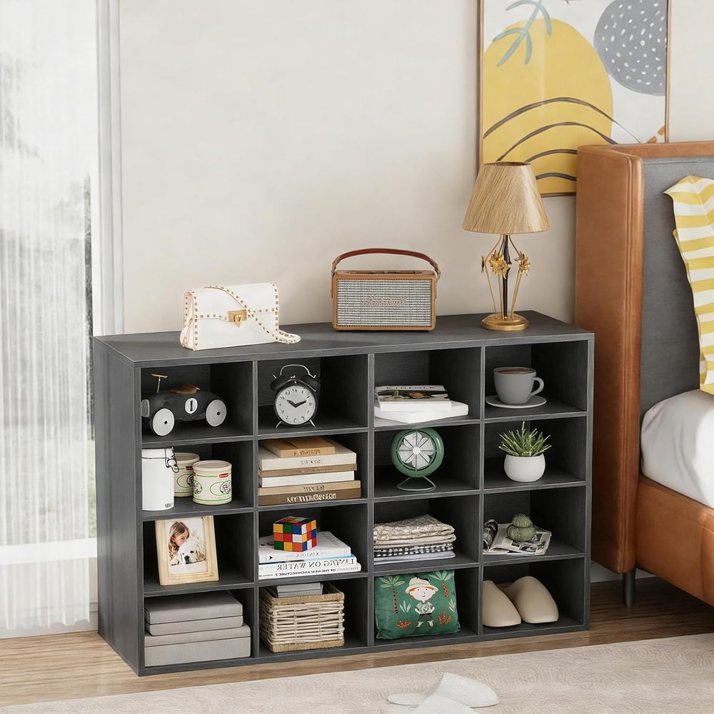 Garden 4 you Shoe Storage Bench, Cubby Shoe Rack with 16 Cubbies, 4-Tier Wood...
