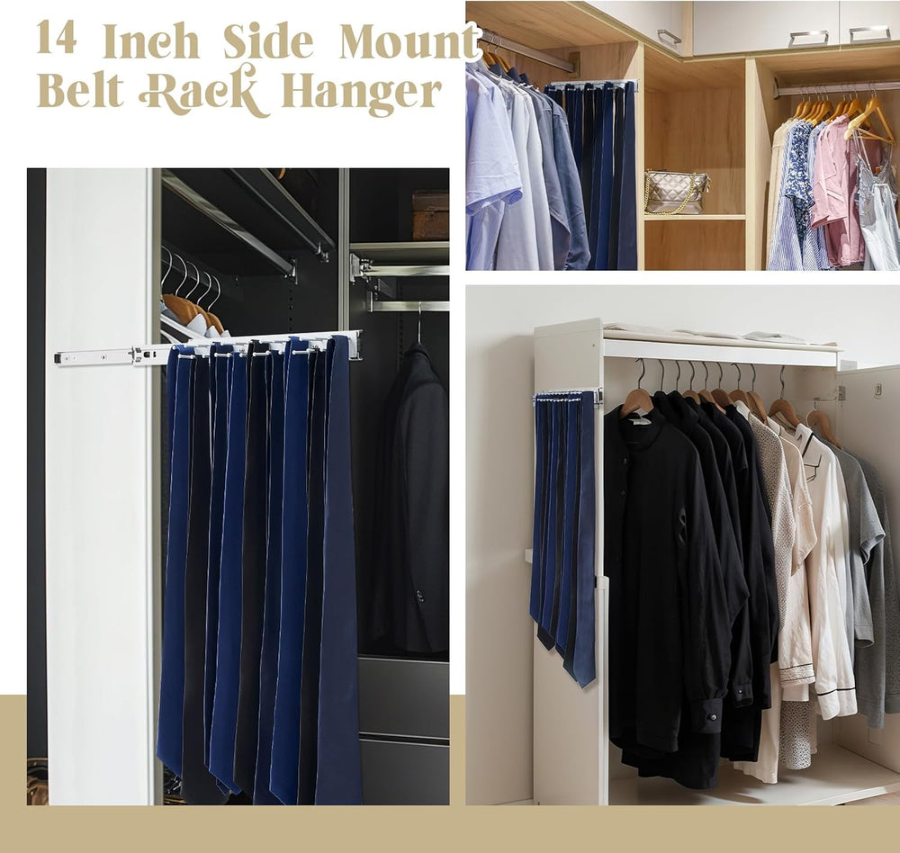 Blulu 3 Pcs 13.8'' Sliding Tie Rack Hangers for Closet, 25 Tie Each, ...