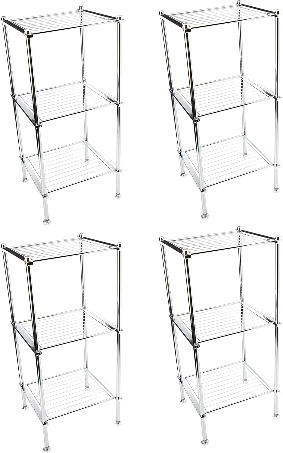 Organize It All 3 Tier Chrome Freestanding Bathroom Storage Shelf, 12.25 x 13...