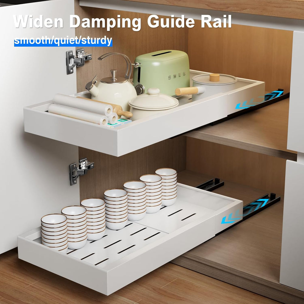 MUSTORN 2 Pack Pull Out Cabinet Organizer, 21.8" Deep Slide Out Drawer f...