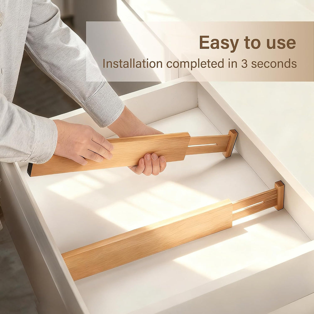 Adjustable Bamboo Drawer Dividers of 8, Expandable Organizers (16.9"-22....