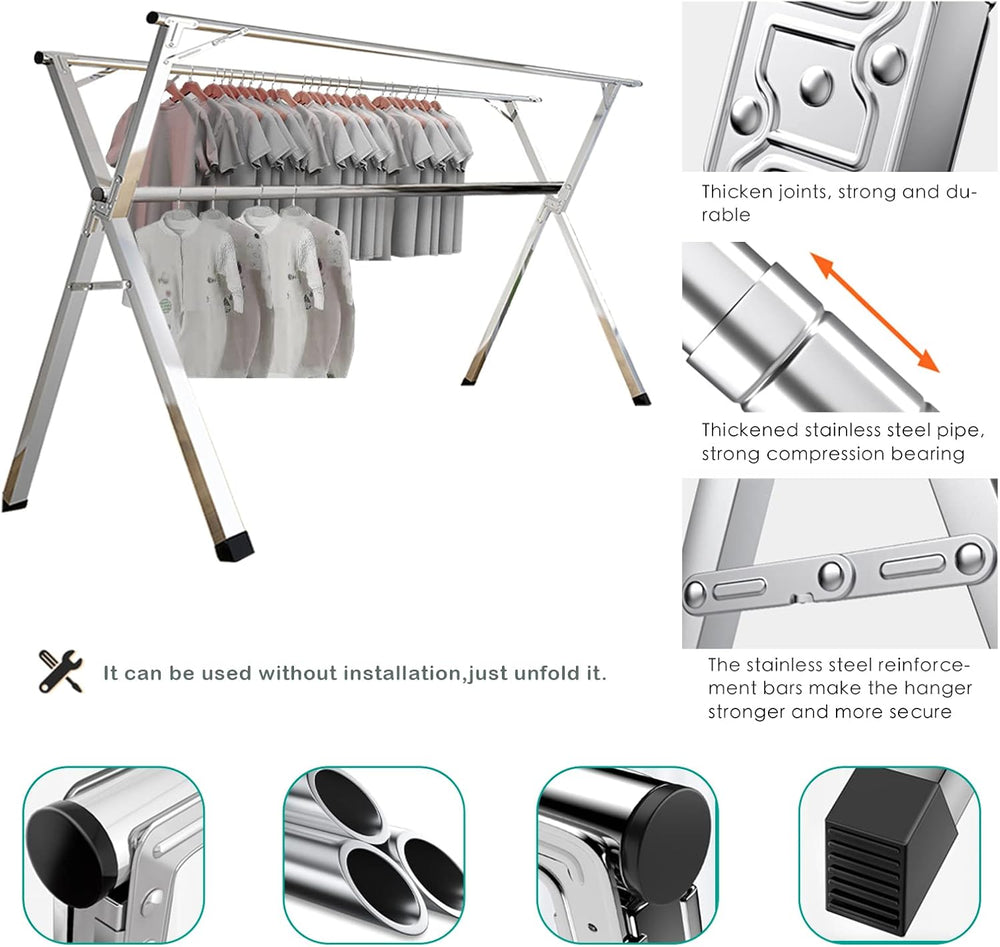 AIODE Clothes Racks for Hanging,94.5 inch for Stainless Steel Adjustable and ...