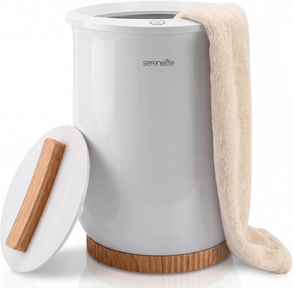 SereneLife Bucket Towel Warmers, White Large Towel Warmer for Spa and Bathroo...