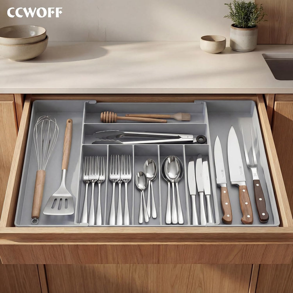 Silverware Drawer Organizer, 9 Slots Expandable Kitchen Drawer Organizer