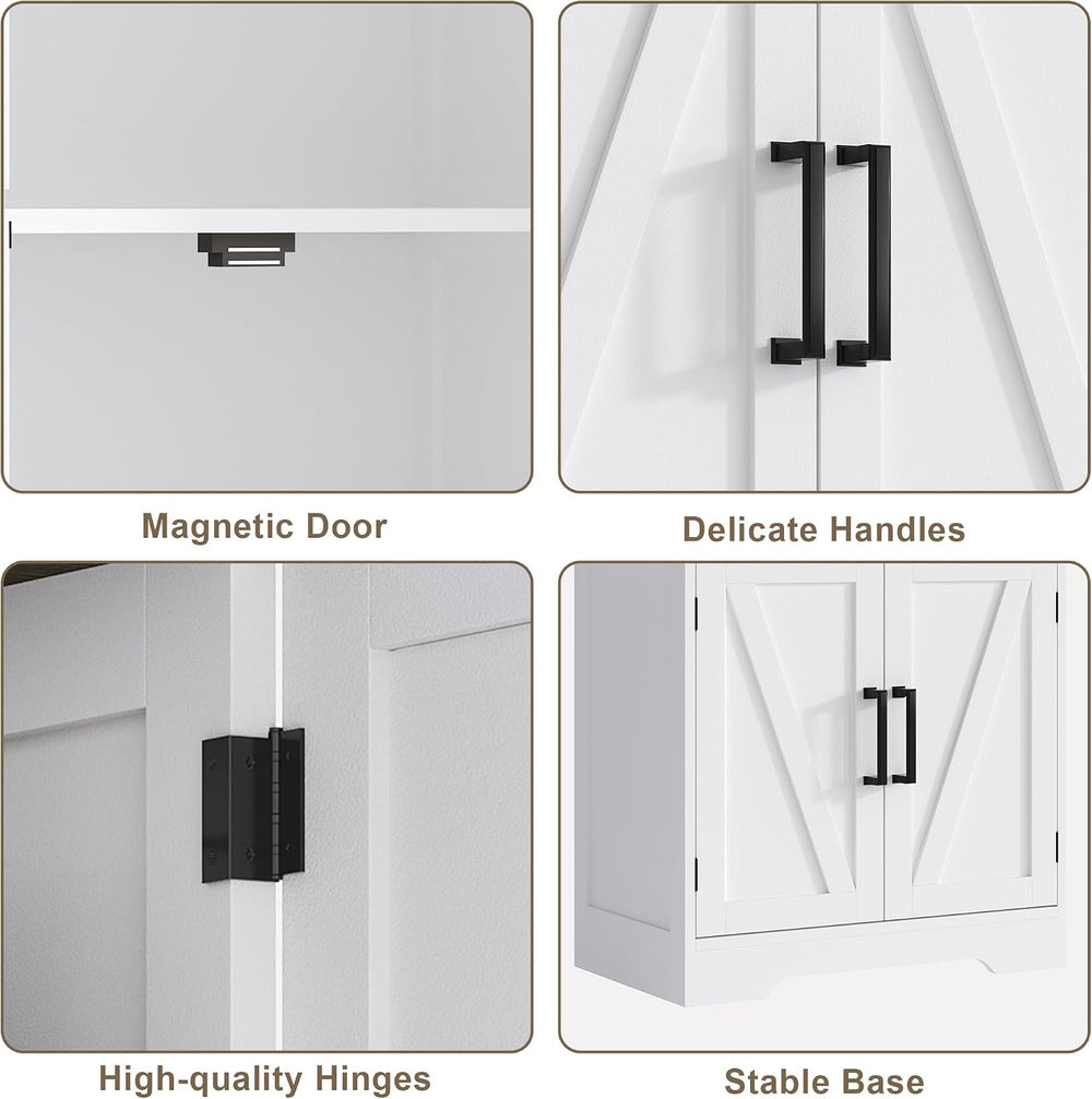 Treocho Farmhouse Bathroom Floor Cabinet with Adjustable Shelves