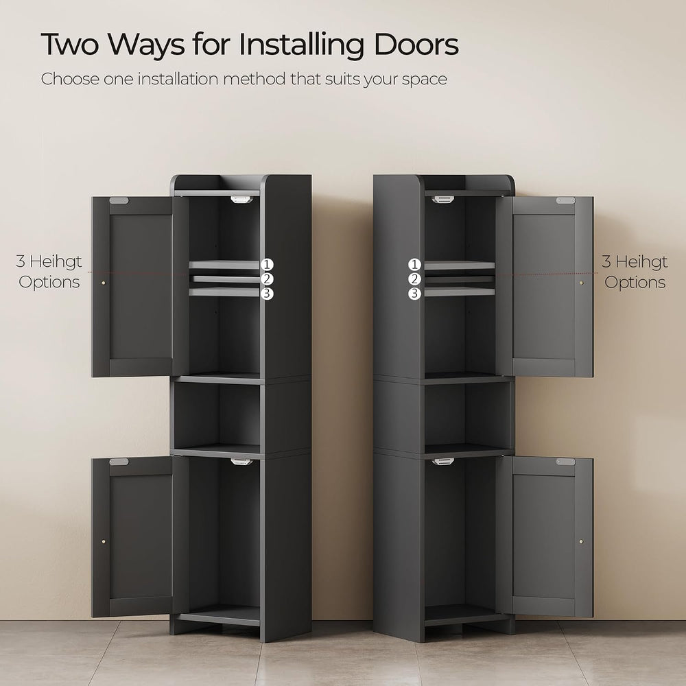 Bathroom Cabinet with 2 Doors, 7.3 x 9.8 x 40.4 Inches, Small Freestanding St...