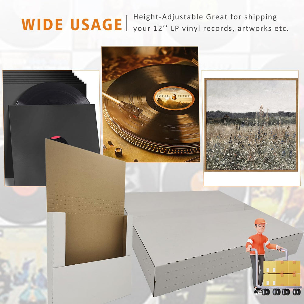 50 Pack Vinyl Record Shipping Mailing Box Mailers, 12.5" x 12.5" x ...