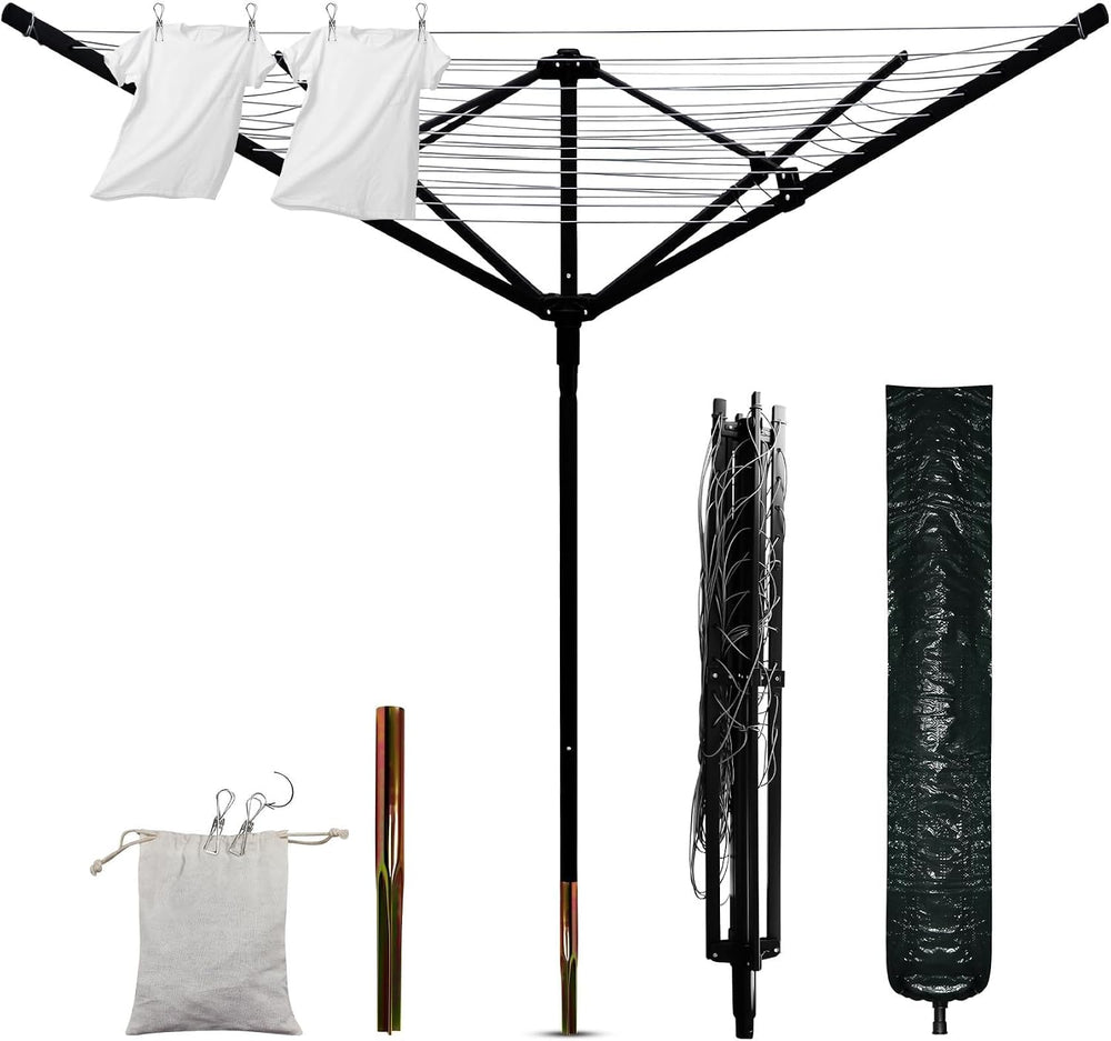Outdoor Umbrella Drying Rack, 12 Lines 165ft Umbrella Clothesline Drying Spac...