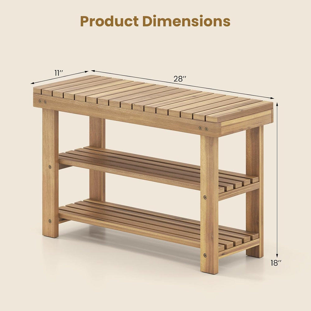 GOFLAME Wooden Shoe Rack Bench, 3-Tier Free Standing Entryway Bench Seat with...