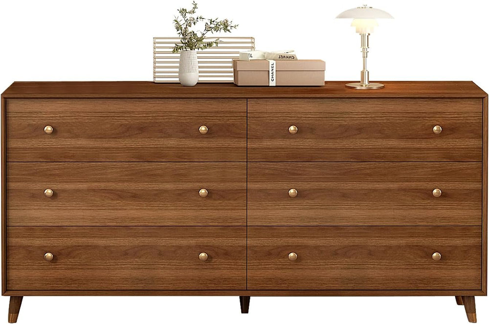 Messenya Dresser for Bedroom, 55 Inch 6 Drawer Wooden Chest of Drawers