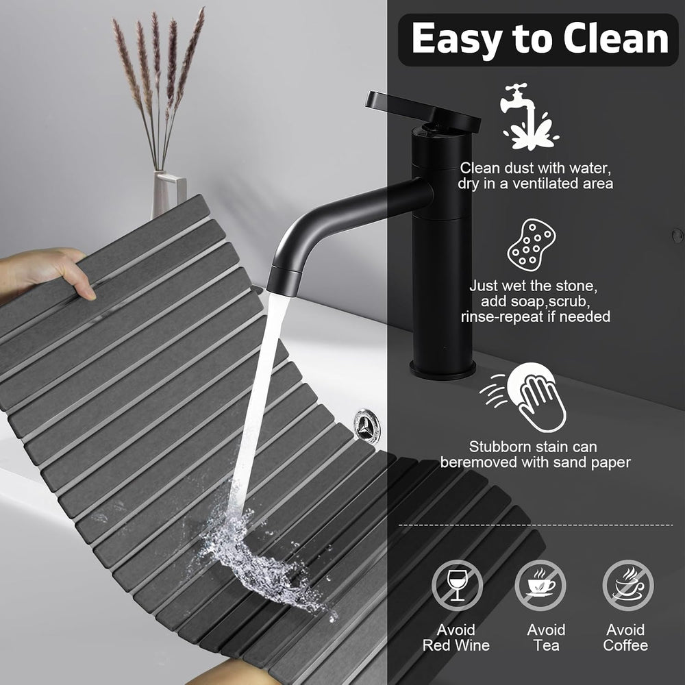 Upgraded Large Stone Dish Drying Mat for Kitchen Counter, Quick Dry Mats, Fol...