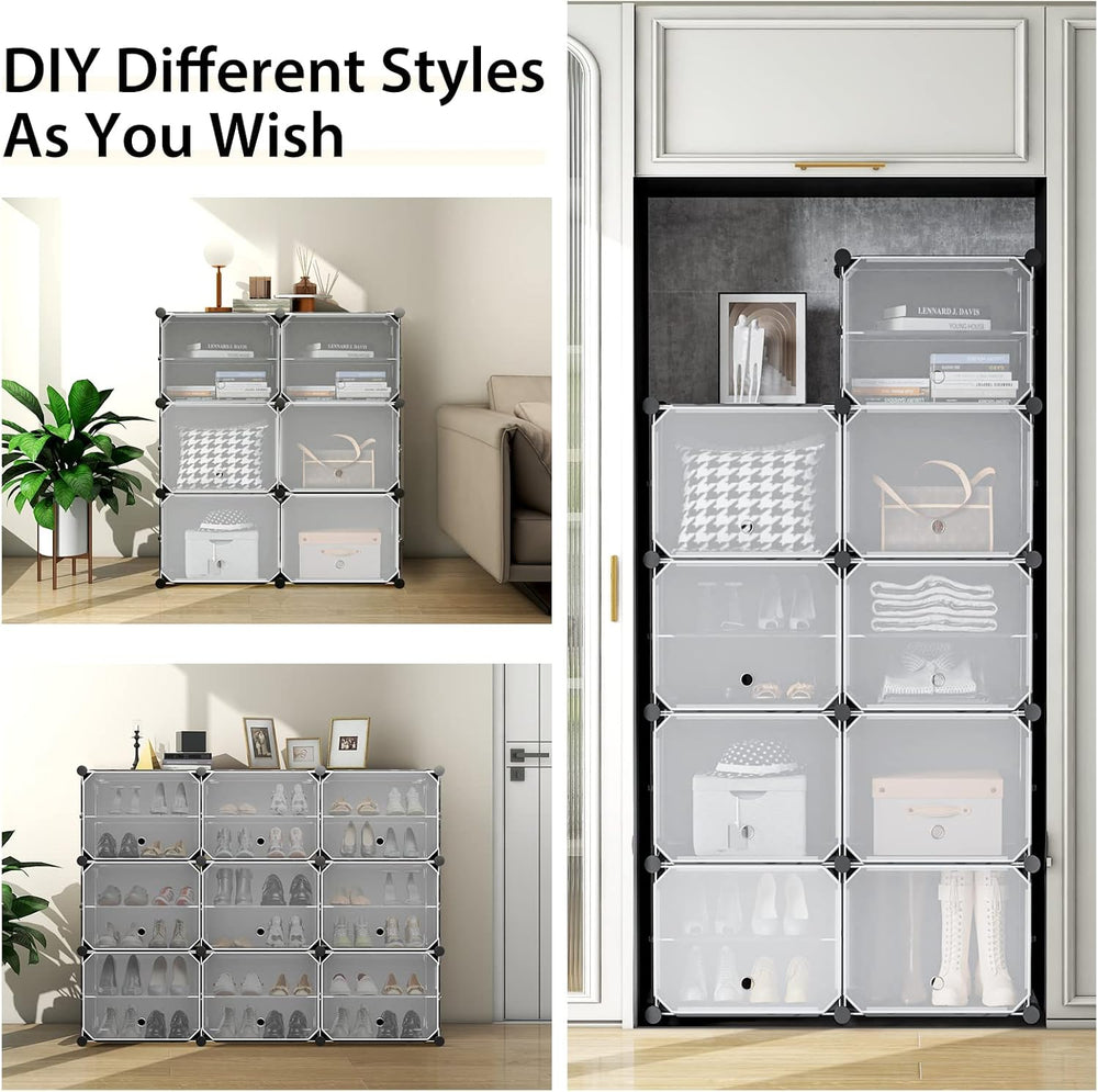 GOFLAME Portable Shoe Rack Organizer, 48 Pairs Expandable Modular Shoe Storag...