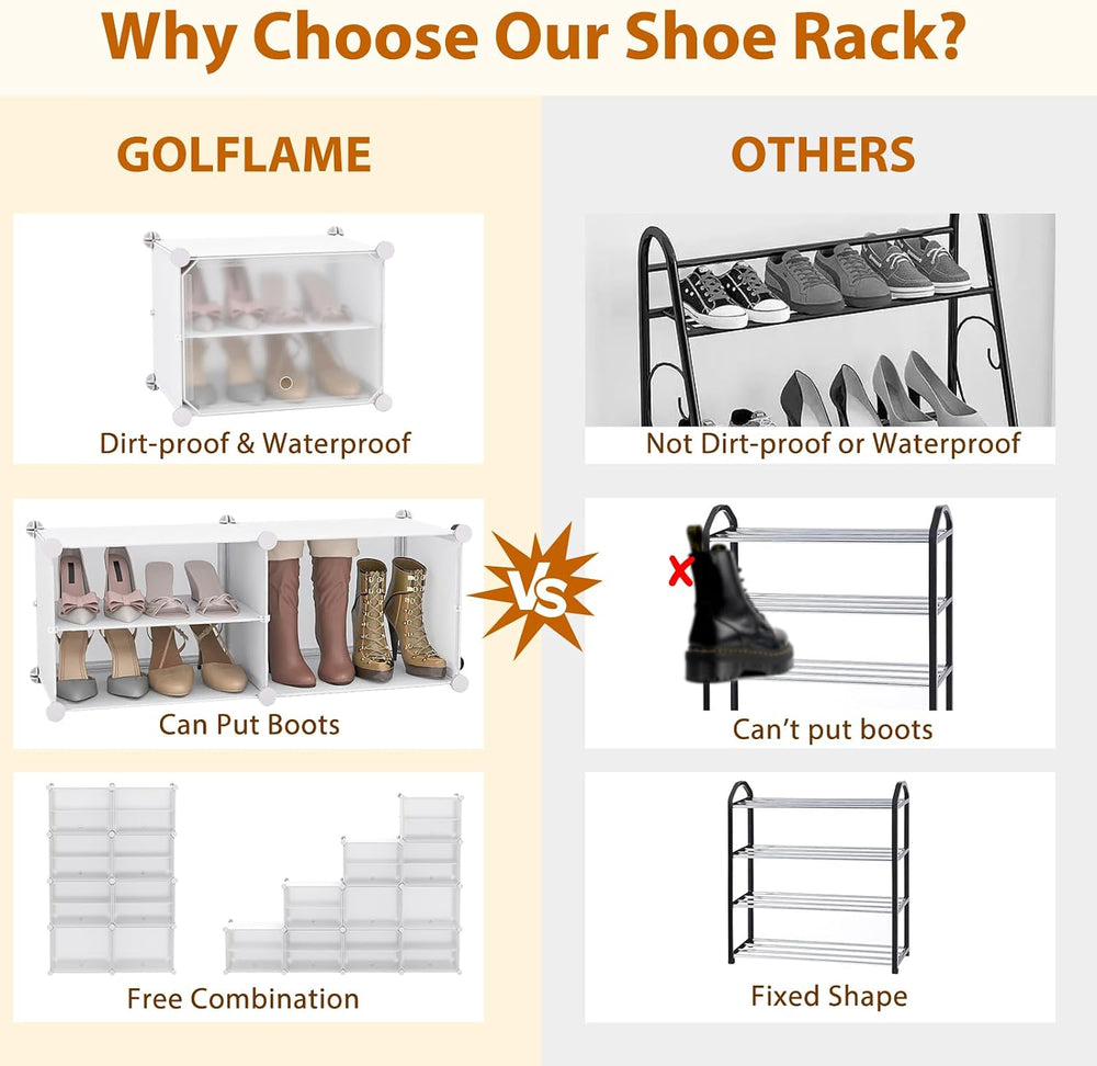 GOFLAME Portable Shoe Rack Organizer, 48 Pairs Expandable Modular Shoe Storag...