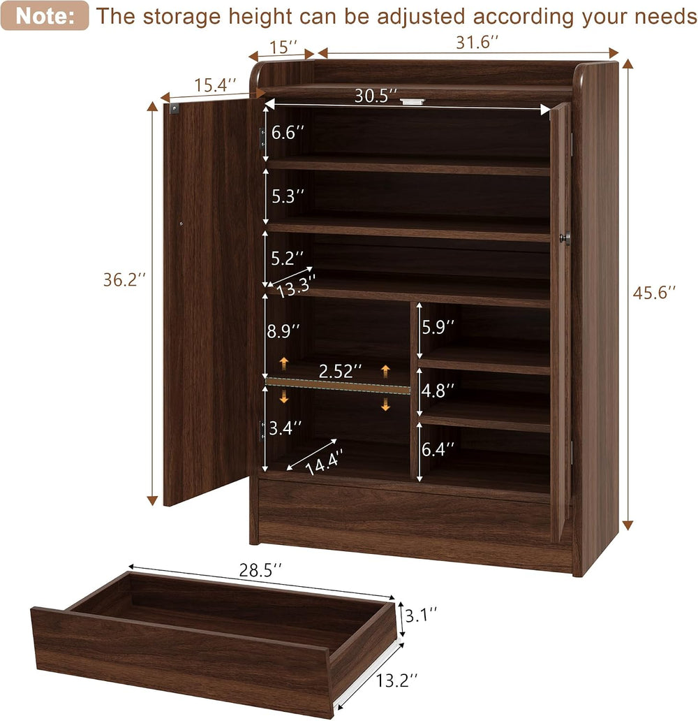 iPormis 6-Tier Shoe Cabinet with Drawer, 47” Tall Large Shoe Storage Cabinet ...