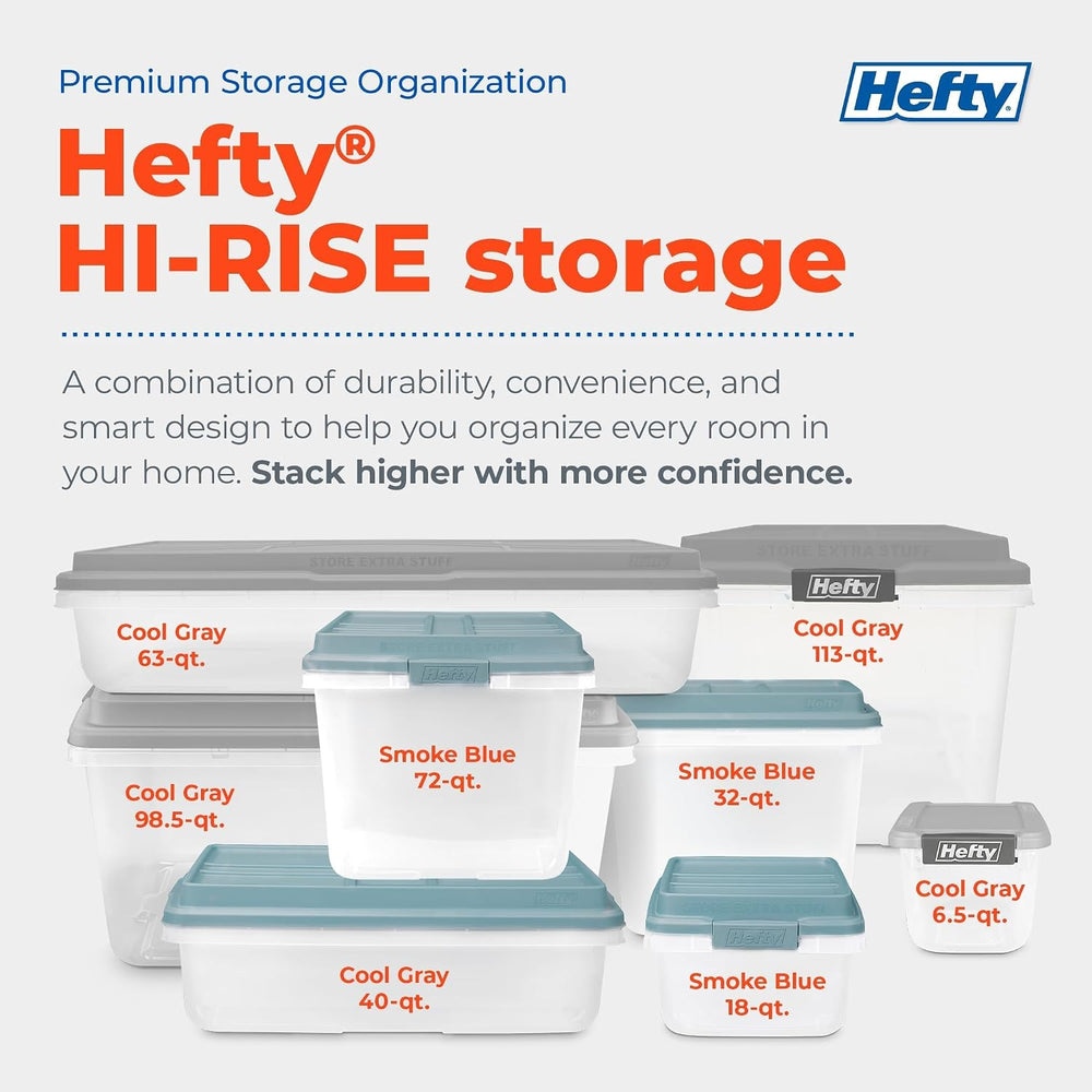 Hefty HI-RISE Stackable Storage Bins - Under Bed Storage Containers with Lids...